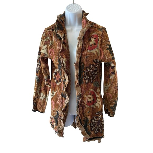 Trimdin S? Brocade Jacket Blazer Wearable Art Floral Reversible Provence Garden - Picture 1 of 14